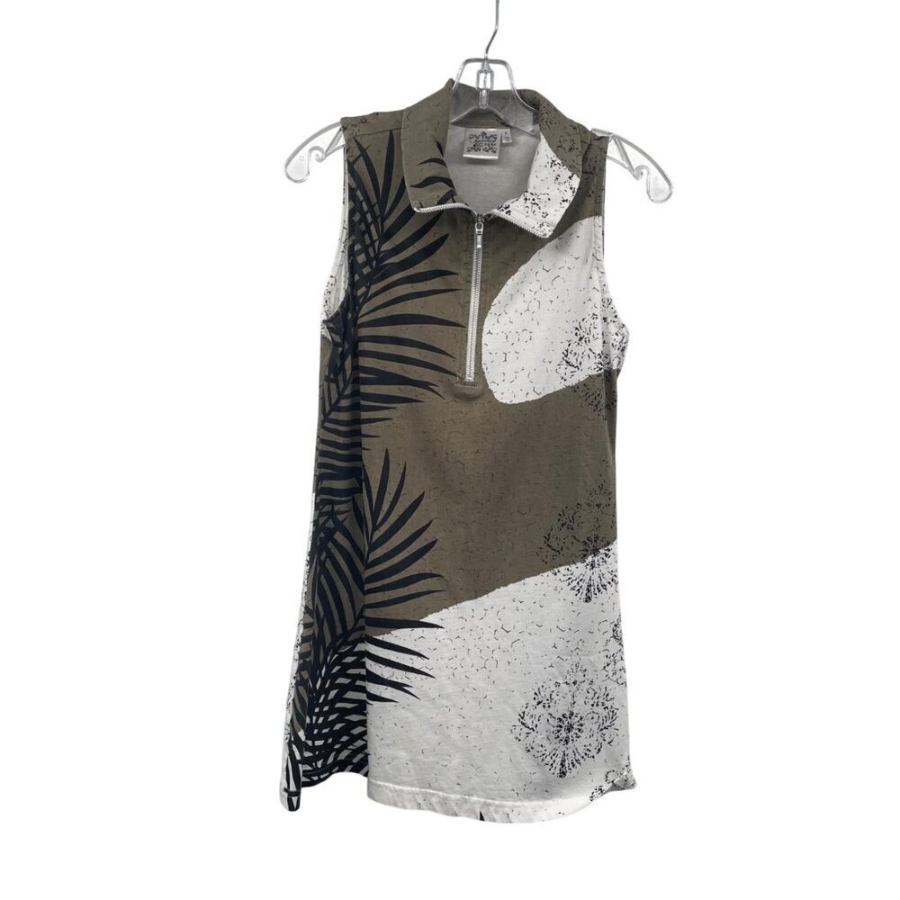 Parsley & Sage Womens Tunic Top 1/4 Zip Collared Multicolor Size Small